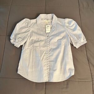 Club Monaco Puff Sleeve Button Front Blouse